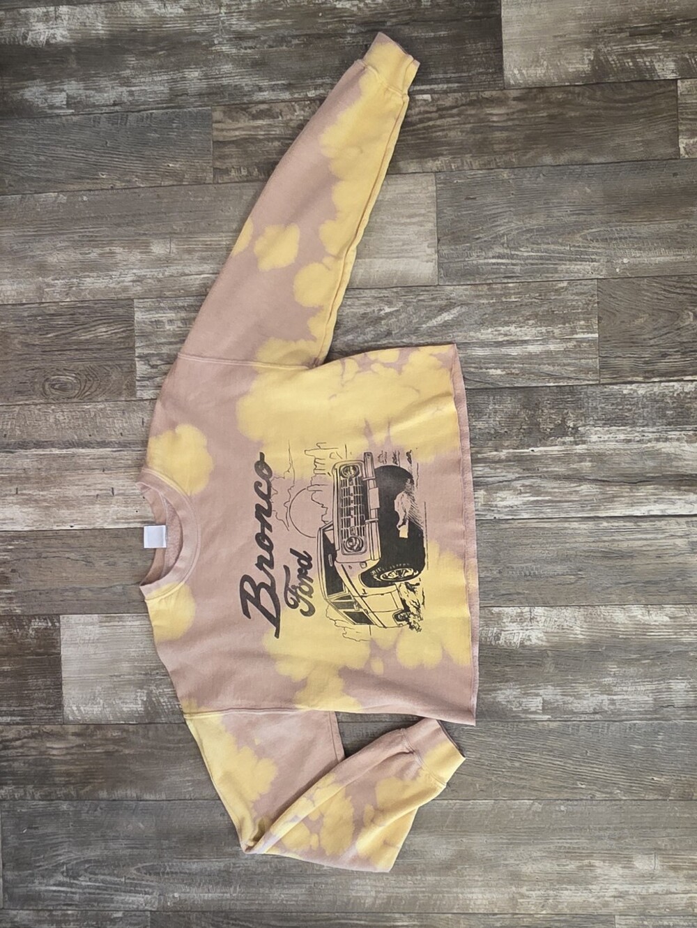 Junk Food Clothing Pink & Yellow Tie-Dye Bronco Ford Crewneck - Kids